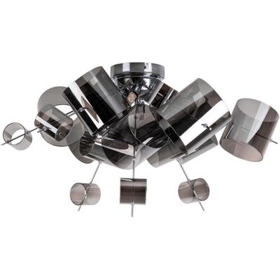 Näve , Chromfarben , Metall, Glas , rund , 38 cm , Näve , Chromfarben , Metall, Glas , rund , 38 cm ,