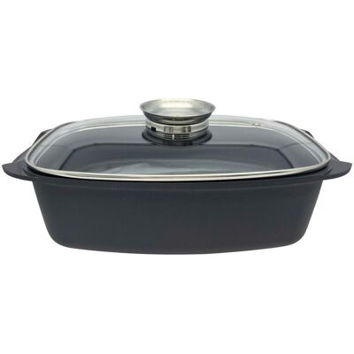 James Wood , Schwarz , Metall, Glas , 5.5 l , rechteckig , 32x10.8x21 cm , Lfgb , antihaftbeschichtet , James Wood , Schwarz , Metall, Glas , 5.5 l , rechteckig , 32x10.8x21 cm , Lfgb , antihaftbeschichtet ,