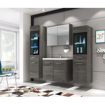 P & B Badezimmer, Eichefarben, Glas, Holzwerkstoff, 5-teilig, 8 Fächer, 120 cm, Fsc, hängend, Badezimmer, Badmöbelsets & Badmöbelserien, Badmöbel-Sets P & B Badezimmer, Eichefarben, Glas, Holzwerkstoff, 5-teilig, 8 Fächer, 120 cm, Fsc, hängend, Badezimmer, Badmöbelsets & Badmöbelserien, Badmöbel-Sets