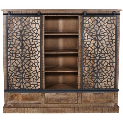Mid.you Highboard, Naturfarben, Schwarz, Holz, Metall, Mangoholz, massiv, 6 Fächer, 3 Schublade(n) Schubladen, 160x140x40 cm, Handmade in India, stehend, Kleinmöbel, Kommoden, Highboards Mid.you Highboard, Naturfarben, Schwarz, Holz, Metall, Mangoholz, massiv, 6 Fächer, 3 Schublade(n) Schubladen, 160x140x40 cm, Handmade in India, stehend, Kleinmöbel, Kommoden, Highboards