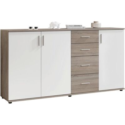 Boxxx Sideboard, Weiß, Eiche dunkel, Kunststoff, 2 Fächer, 4 Schublade(n) Schubladen, 160x84x35 cm, Made in EU, Typenauswahl, stehend, Kleinmöbel, Kommoden, Sideboards Boxxx Sideboard, Weiß, Eiche dunkel, Kunststoff, 2 Fächer, 4 Schublade(n) Schubladen, 160x84x35 cm, Made in EU, Typenauswahl, stehend, Kleinmöbel, Kommoden, Sideboards
