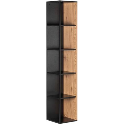 Mid.you Eckregal, Naturfarben, Schwarz, Metall, Holzwerkstoff, 6 Fächer, 34x185x34 cm, Wohnzimmer, Regale, Eckregale Mid.you Eckregal, Naturfarben, Schwarz, Metall, Holzwerkstoff, 6 Fächer, 34x185x34 cm, Wohnzimmer, Regale, Eckregale