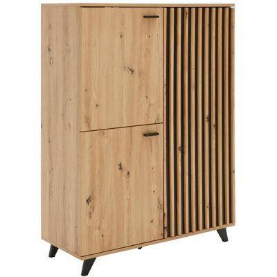 Mid.you Highboard, Schwarz, Eichefarben, Metall, Holzwerkstoff, 5 Fächer, 93.5x126x40 cm, Bsci, Kleinmöbel, Kommoden, Highboards Mid.you Highboard, Schwarz, Eichefarben, Metall, Holzwerkstoff, 5 Fächer, 93.5x126x40 cm, Bsci, Kleinmöbel, Kommoden, Highboards