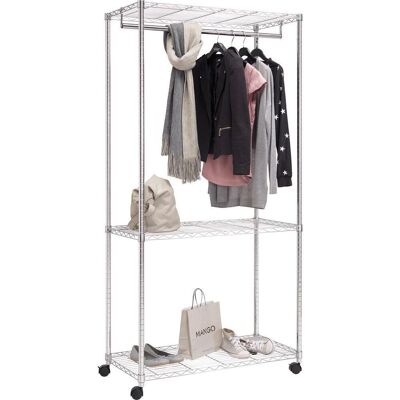Carryhome Kleiderwagen, Chromfarben, Metall, 90x187x45 cm, Hutablage, Kleinmöbel, Kleiderwagen Carryhome Kleiderwagen, Chromfarben, Metall, 90x187x45 cm, Hutablage, Kleinmöbel, Kleiderwagen