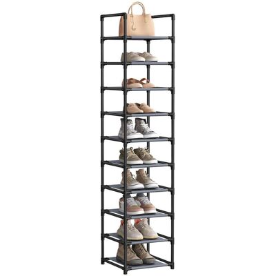 Schuhregal, Grau, Metall, Kunststoff, Textil, 10 Fächer, 33x173x33 cm, Typenauswahl, stehend, Garderobe, Schuhaufbewahrung, Schuhregale Schuhregal, Grau, Metall, Kunststoff, Textil, 10 Fächer, 33x173x33 cm, Typenauswahl, stehend, Garderobe, Schuhaufbewahrung, Schuhregale