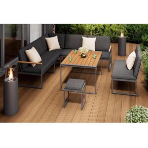 Ambia Garden Dining-Loungeset, Anthrazit, Naturfarben, Metall, Kunststoff, Textil, 5-teilig, Füllung: Schaumstoff,Schaumstoff, Eckteil, 230x230 cm, Hocker umfunktionierbar zu Tisch, Gartenmöbel, Gartengarnituren, Gartenmöbel-Sets Ambia Garden Dining-Loungeset, Anthrazit, Naturfarben, Metall, Kunststoff, Textil, 5-teilig, Füllung: Schaumstoff,Schaumstoff, Eckteil, 230x230 cm, Hocker umfunktionierbar zu Tisch, Gartenmöbel, Gartengarnituren, Gartenmöbel-Sets