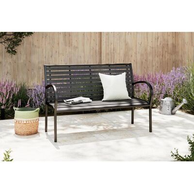 Ambia Garden Gartenbank, Schwarz, Metall, Kunststoff, 125x81x60 cm, Gartenmöbel, Gartenbänke, Gartenbänke Ambia Garden Gartenbank, Schwarz, Metall, Kunststoff, 125x81x60 cm, Gartenmöbel, Gartenbänke, Gartenbänke