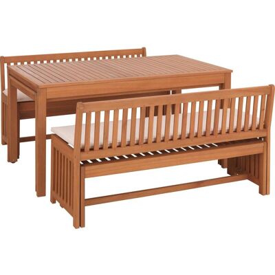 Ambia Garden Gartenset, Naturfarben, Weiß, Holz, Textil, 10-teilig, Eukalyptusholz, massiv, Füllung: Schaumstoff, Tisch ausziehbar, platzsparend verstaubar, Gartenmöbel, Gartengarnituren, Gartenmöbel-Sets Ambia Garden Gartenset, Naturfarben, Weiß, Holz, Textil, 10-teilig, Eukalyptusholz, massiv, Füllung: Schaumstoff, Tisch ausziehbar, platzsparend verstaubar, Gartenmöbel, Gartengarnituren, Gartenmöbel-Sets