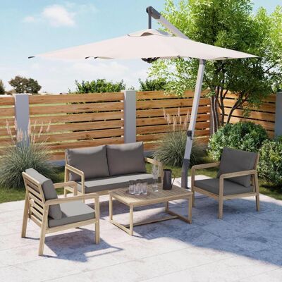 Ambia Garden Gartenset, Hellgrau, Teakfarben, Holz, Textil, 4-teilig, Akazie, Hartholz, Füllung: Komfortschaum,Komfortschaum, 85x116x60 cm, Gartenmöbel, Gartengarnituren, Gartenmöbel-Sets Ambia Garden Gartenset, Hellgrau, Teakfarben, Holz, Textil, 4-teilig, Akazie, Hartholz, Füllung: Komfortschaum,Komfortschaum, 85x116x60 cm, Gartenmöbel, Gartengarnituren, Gartenmöbel-Sets
