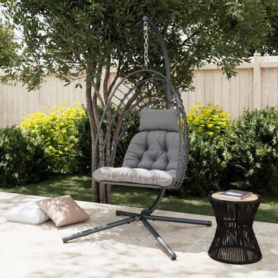 Ambia Garden Hängesessel, Grau, Metall, Textil, Füllung: Polyester,Polyester, 126x195x104 cm, UV-beständig, Rückenlehne umklappbar, Gartenmöbel, Gartenschaukeln, Hängesessel Ambia Garden Hängesessel, Grau, Metall, Textil, Füllung: Polyester,Polyester, 126x195x104 cm, UV-beständig, Rückenlehne umklappbar, Gartenmöbel, Gartenschaukeln, Hängesessel