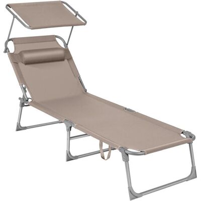 Modante Sonnenliege, Taupe, Metall, Textil, 53x29.5x193 cm, verstellbares Dach, Rückenlehne verstellbar, Gartenmöbel, Balkonmöbel, Balkonliegen Modante Sonnenliege, Taupe, Metall, Textil, 53x29.5x193 cm, verstellbares Dach, Rückenlehne verstellbar, Gartenmöbel, Balkonmöbel, Balkonliegen