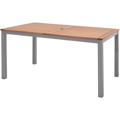 Ambia Garden Gartentisch, Dunkelgrau, Eukalyptusholzfarben, Holz, Metall, Eukalyptusholz, massiv, rechteckig, eckig, 74.4x79.7x140 cm, Schirmloch, Holzmöbel, Holztische, Gartentische Holz Ambia Garden Gartentisch, Dunkelgrau, Eukalyptusholzfarben, Holz, Metall, Eukalyptusholz, massiv, rechteckig, eckig, 74.4x79.7x140 cm, Schirmloch, Holzmöbel, Holztische, Gartentische Holz