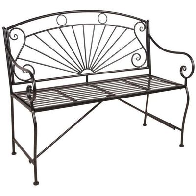Gardenson Gartenbank, Schwarz, Metall, 111x96x55 cm, mit Rückenlehne, Gartenmöbel, Gartenbänke, Gartenbänke Gardenson Gartenbank, Schwarz, Metall, 111x96x55 cm, mit Rückenlehne, Gartenmöbel, Gartenbänke, Gartenbänke