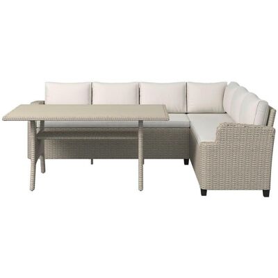 Ambia Garden Dining-Loungeset, Beige, Metall, 233x176 cm, gastro- und objekttauglich, regenabweisend, wetterfest, geeignet für Balkon, Gartenmöbel, Gartengarnituren, Gartenmöbel-Sets Ambia Garden Dining-Loungeset, Beige, Metall, 233x176 cm, gastro- und objekttauglich, regenabweisend, wetterfest, geeignet für Balkon, Gartenmöbel, Gartengarnituren, Gartenmöbel-Sets