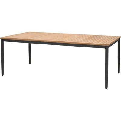 Ambia Garden Gartentisch, Grau, Metall, Teakholz, massiv, rund, 75x90x201.1 cm, Gartenmöbel, Gartentische, Gartentische Ambia Garden Gartentisch, Grau, Metall, Teakholz, massiv, rund, 75x90x201.1 cm, Gartenmöbel, Gartentische, Gartentische
