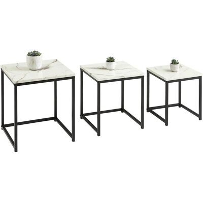 Mid.you Satztisch, Schwarz, Weiß, Metall, Holzwerkstoff, 3-teilig, Marmoroptik, quadratisch, eckig, 40x44x44.5 cm, Wohnzimmer, Wohnzimmertische, Couchtische, Couchtische Marmoroptik Mid.you Satztisch, Schwarz, Weiß, Metall, Holzwerkstoff, 3-teilig, Marmoroptik, quadratisch, eckig, 40x44x44.5 cm, Wohnzimmer, Wohnzimmertische, Couchtische, Couchtische Marmoroptik
