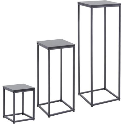 Mid.you Beistelltischset, Schwarz, Metall, Holzwerkstoff, 3-teilig, quadratisch, Flachrohr, 30x90x30 cm, Wohnzimmer, Wohnzimmertische, Beistelltische Mid.you Beistelltischset, Schwarz, Metall, Holzwerkstoff, 3-teilig, quadratisch, Flachrohr, 30x90x30 cm, Wohnzimmer, Wohnzimmertische, Beistelltische