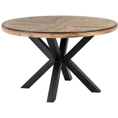 P & B Esstisch, Naturfarben, Schwarz, Holz, Metall, Glas, Altholz,Altholz, vollmassiv, Holz, rund, Sternfuß, 130x76x130 cm, Esszimmer, Esstische, Esstische Glas P & B Esstisch, Naturfarben, Schwarz, Holz, Metall, Glas, Altholz,Altholz, vollmassiv, Holz, rund, Sternfuß, 130x76x130 cm, Esszimmer, Esstische, Esstische Glas