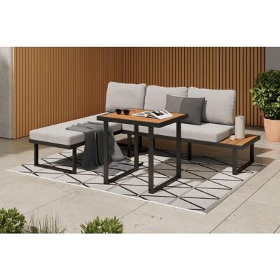 Ambia Garden Dining-Loungeset, Grau, Naturfarben, Schwarz, Holz, Metall, Akazie, vollmassiv, Füllung: Schaumstoff,Schaumstoff, 219x147 cm, Gartenmöbel, Gartengarnituren, Gartenmöbel-Sets Ambia Garden Dining-Loungeset, Grau, Naturfarben, Schwarz, Holz, Metall, Akazie, vollmassiv, Füllung: Schaumstoff,Schaumstoff, 219x147 cm, Gartenmöbel, Gartengarnituren, Gartenmöbel-Sets