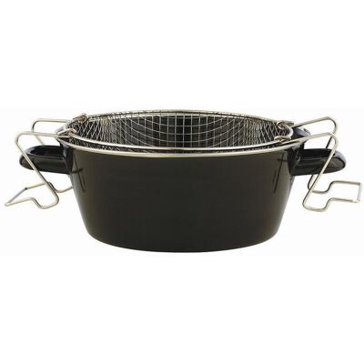Riess Pommes-Frites Pfanne, Schwarz, Metall, rund, 9.7 cm, hitzebeständige Griffe, kratzfest, Kochgeschirr, Pfannen, Bratpfannen Riess Pommes-Frites Pfanne, Schwarz, Metall, rund, 9.7 cm, hitzebeständige Griffe, kratzfest, Kochgeschirr, Pfannen, Bratpfannen