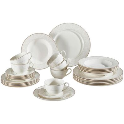 Ritzenhoff Breker Kombiservice, Weiß, Beige, Keramik, 30-teilig, Ornament, 200 ml,200 ml, Lfgb, Geschirr, Geschirrsets, Kombiservice Ritzenhoff Breker Kombiservice, Weiß, Beige, Keramik, 30-teilig, Ornament, 200 ml,200 ml, Lfgb, Geschirr, Geschirrsets, Kombiservice