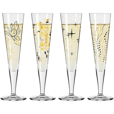 Ritzenhoff Champagnerglas, Schwarz, Goldfarben, Glas, 4-teilig, 205 ml, 7.2x24x7.2 cm, Fsc, Made in Germany, Gläser, Champagnergläser & Sektgläser Ritzenhoff Champagnerglas, Schwarz, Goldfarben, Glas, 4-teilig, 205 ml, 7.2x24x7.2 cm, Fsc, Made in Germany, Gläser, Champagnergläser & Sektgläser