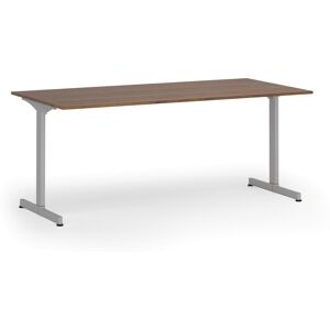 B2B Partner Bürotisch PRIMO BETA, 180x90 cm, graues Metallgestell, Nussbaum