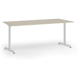 B2B Partner Bürotisch PRIMO BETA, 180x90 cm, weißes Metallgestell, Birke
