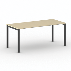 B2B Partner Bürotisch PRIMO SQUARE 180x80 cm, schwarzes Metallgestell, Birke