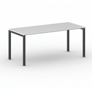 B2B Partner Bürotisch PRIMO SQUARE 180x80 cm, schwarzes Metallgestell, weiß
