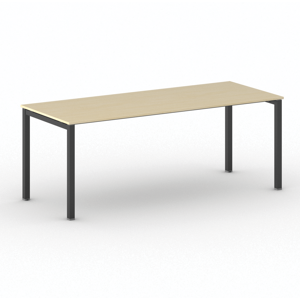 B2B Partner Bürotisch PRIMO SQUARE 200x80 cm, schwarzes Metallgestell, Birke