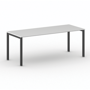 B2B Partner Bürotisch PRIMO SQUARE 200x80 cm, schwarzes Metallgestell, weiß