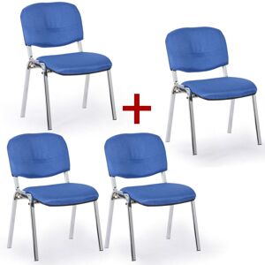 B2B Partner Konferenzstühle VIVA PLUS 3+1 GRATIS - verchromte Füße, blau