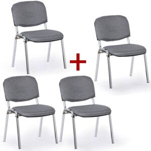 B2B Partner Konferenzstühle VIVA PLUS 3+1 GRATIS - verchromte Füße, grau