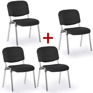 B2B Partner Konferenzstühle VIVA PLUS 3+1 GRATIS - verchromte Füße, schwarz