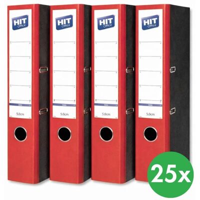 HIT Office Hebelordner mit farbigem Rücken - Breite 5 cm, rot HIT Office Hebelordner mit farbigem Rücken - Breite 5 cm, rot
