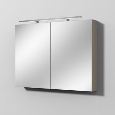 Sanipa Reflection Spiegelschrank MILLA 100 mit LED-Aufsatzleuchte, Sandgrau-Matt, SD14467 SD14467 Sanipa Reflection Spiegelschrank MILLA 100 mit LED-Aufsatzleuchte, Sandgrau-Matt, SD14467 SD14467