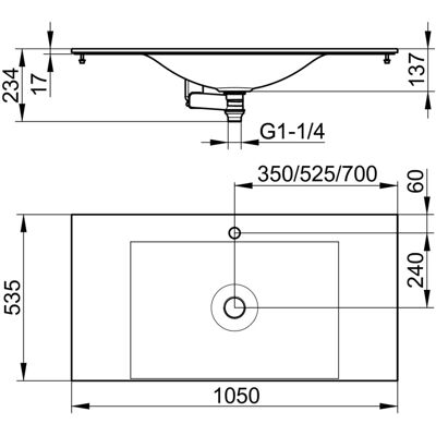 KEUCO Edition 11 Wandmontage Waschtisch - 1050x535mm, 1 Hahnloch, Arktis Weiß KEUCO Edition 11 Wandmontage Waschtisch - 1050x535mm, 1 Hahnloch, Arktis Weiß