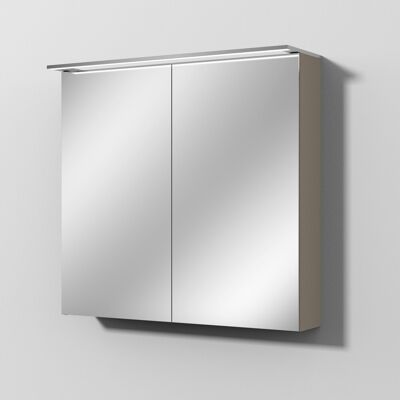 Sanipa Reflection Spiegelschrank MALTE 80 mit LED-Aufsatzleuchte, Sandgrau-Matt SD15267 Sanipa Reflection Spiegelschrank MALTE 80 mit LED-Aufsatzleuchte, Sandgrau-Matt SD15267