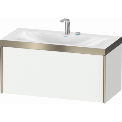 Duravit XViu Waschtisch-Unterschrank XV4611EB118P 100x48cm, 1 Auszug, 2 Hahnlöcher, champagner matt, Rahmen P, weiß matt Duravit XViu Waschtisch-Unterschrank XV4611EB118P 100x48cm, 1 Auszug, 2 Hahnlöcher, champagner matt, Rahmen P, weiß matt