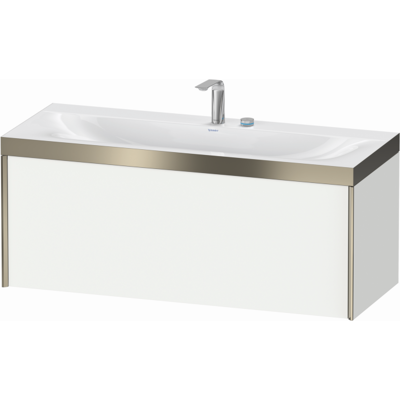 Duravit XViu Waschtisch-Unterschrank XV4612EB118P 120x48cm, 1 Auszug, 2 Hahnlöcher, champagner matt, Rahmen P, weiß matt Duravit XViu Waschtisch-Unterschrank XV4612EB118P 120x48cm, 1 Auszug, 2 Hahnlöcher, champagner matt, Rahmen P, weiß matt