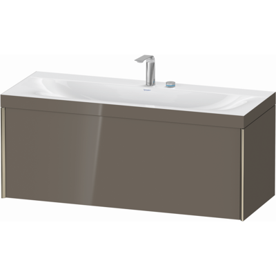 Duravit XViu Waschtisch-Unterschrank XV4612EB189C 120x48cm, 1 Auszug, 2 Hahnlöcher, champagner matt, Rahmen C, flannel grey hochglanz Duravit XViu Waschtisch-Unterschrank XV4612EB189C 120x48cm, 1 Auszug, 2 Hahnlöcher, champagner matt, Rahmen C, flannel grey hochglanz
