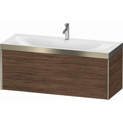 Duravit XViu Waschtisch-Unterschrank XV4612OB121P 120x48cm, 1 Auszug, 1 Hahnloch, champagner matt, Rahmen P, nussbaum dunkel Duravit XViu Waschtisch-Unterschrank XV4612OB121P 120x48cm, 1 Auszug, 1 Hahnloch, champagner matt, Rahmen P, nussbaum dunkel
