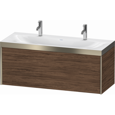 Duravit XViu Waschtisch-Unterschrank XV4613OB121P 120x48cm, 1 Auszug, 1 Hahnloch, champagner matt, Rahmen P, nussbaum dunkel Duravit XViu Waschtisch-Unterschrank XV4613OB121P 120x48cm, 1 Auszug, 1 Hahnloch, champagner matt, Rahmen P, nussbaum dunkel