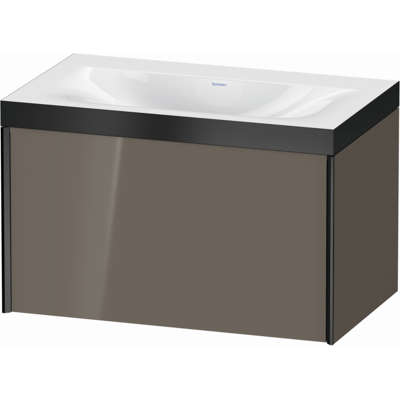 Duravit XViu Waschtisch-Unterschrank XV4610NB289P 80x48cm, 1 Auszug, schwarz matt, Rahmen P, flannel grey hochglanz Duravit XViu Waschtisch-Unterschrank XV4610NB289P 80x48cm, 1 Auszug, schwarz matt, Rahmen P, flannel grey hochglanz