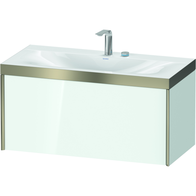 Duravit XViu Waschtisch-Unterschrank XV4611EB185P 100x48cm, 1 Auszug, 2 Hahnlöcher, champagner matt, Rahmen P, weiß hochglanz Duravit XViu Waschtisch-Unterschrank XV4611EB185P 100x48cm, 1 Auszug, 2 Hahnlöcher, champagner matt, Rahmen P, weiß hochglanz