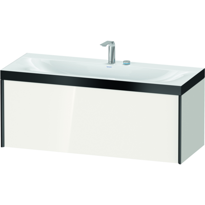 Duravit XViu Waschtisch-Unterschrank XV4612EB222P 120x48cm, 1 Auszug, 2 Hahnlöcher, schwarz matt, Rahmen P, weiß hochglanz Duravit XViu Waschtisch-Unterschrank XV4612EB222P 120x48cm, 1 Auszug, 2 Hahnlöcher, schwarz matt, Rahmen P, weiß hochglanz