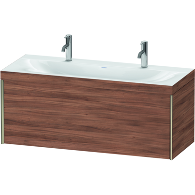 Duravit Nussbaum Natur/Champagner Matt Doppelwaschtisch Set - Wandmontage Duravit Nussbaum Natur/Champagner Matt Doppelwaschtisch Set - Wandmontage