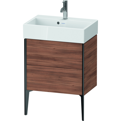 Duravit XViu Waschtisch-Unterschrank XV44580B279 58,4x38,4x49,3cm, 2 Auszüge, schwarz matt, nussbaum natur Duravit XViu Waschtisch-Unterschrank XV44580B279 58,4x38,4x49,3cm, 2 Auszüge, schwarz matt, nussbaum natur