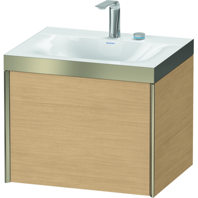 Duravit XViu Waschtisch-Unterschrank XV4609EB130P 60x48cm, 1 Auszug, 2 Hahnlöcher, champagner matt, Rahmen P, Eiche natur Duravit XViu Waschtisch-Unterschrank XV4609EB130P 60x48cm, 1 Auszug, 2 Hahnlöcher, champagner matt, Rahmen P, Eiche natur